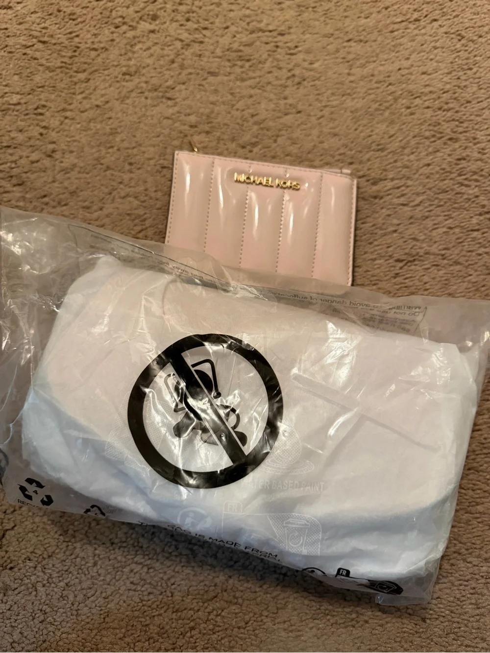 Michael Kors Pink Patent Quilted Crossbody with Gold Logo Charm